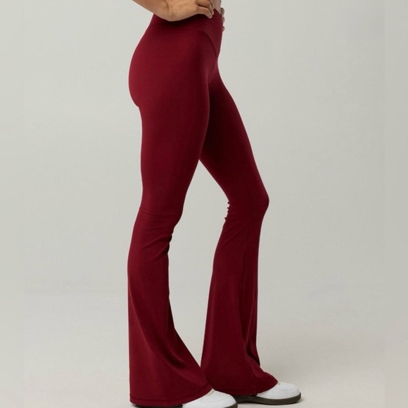 Aerie Women's Burgundy and Red Leggings Flare Crossover V waist High strechy XXS - Picture 2 of 8